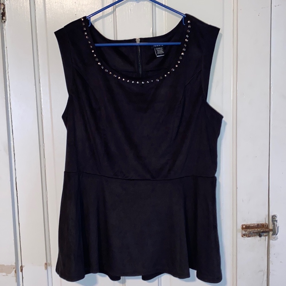 Torrid Faux Suede Embellished Studs Peplum Sleeveless Blouse Size 1
